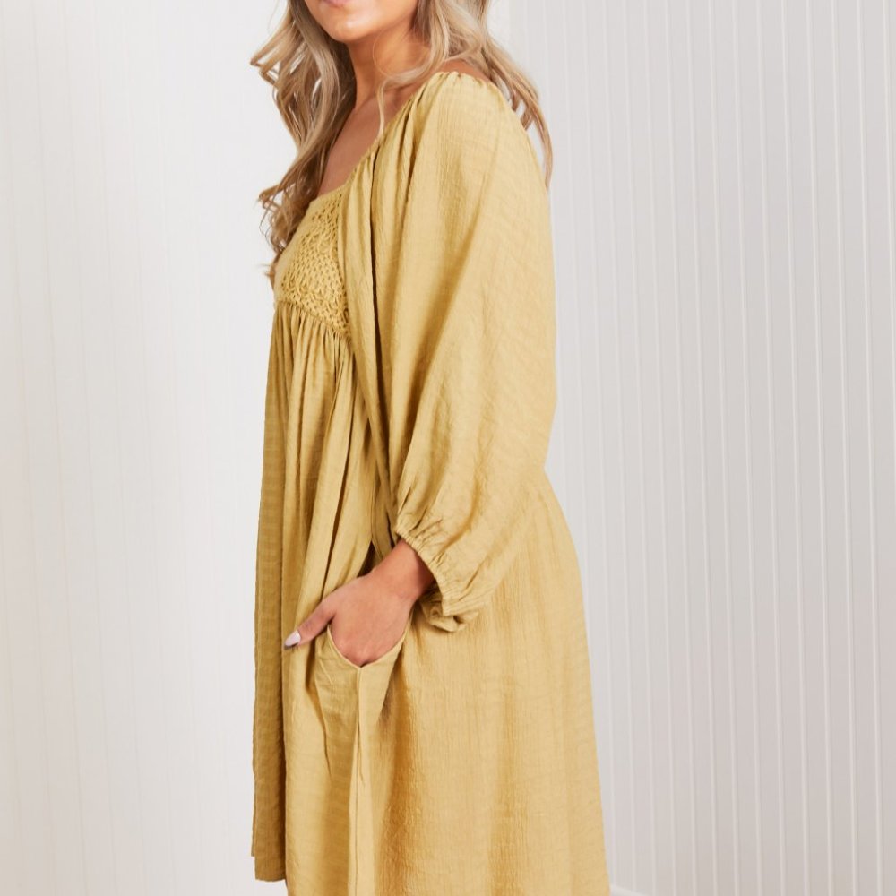 GeeGee Angel of Mine Full Size Crochet Yoke Mini Dress - Picture 5 of 6